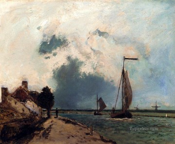 ヨハン・ジョンキント Painting - 到着オー ポートの船の海景 ヨハン バルトルト ヨンカインド